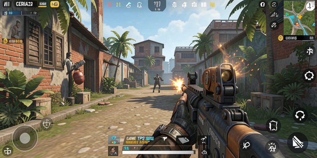 Tampilan screenshot utama CERIA33 yang menampilkan momen gameplay TPS yang mendebarkan.