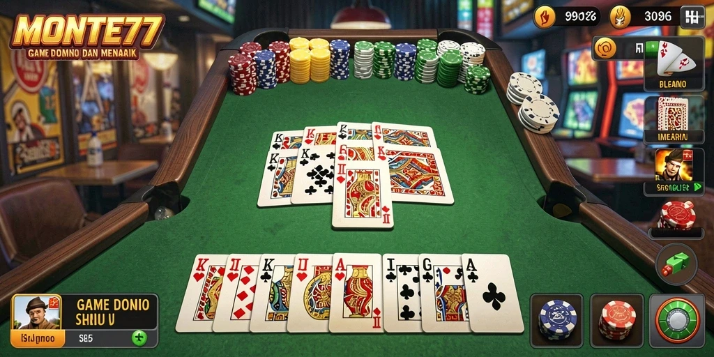 Screenshot gameplay MONTE77 yang menampilkan aksi permainan Domino.
