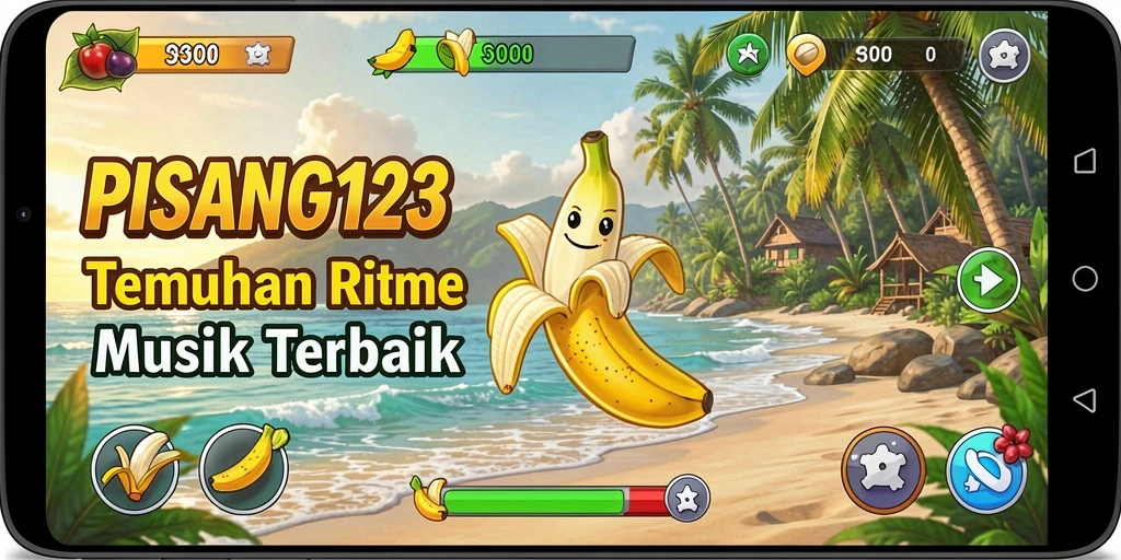 Screenshot PISANG123 menampilkan gameplay interaktif musik yang seru.