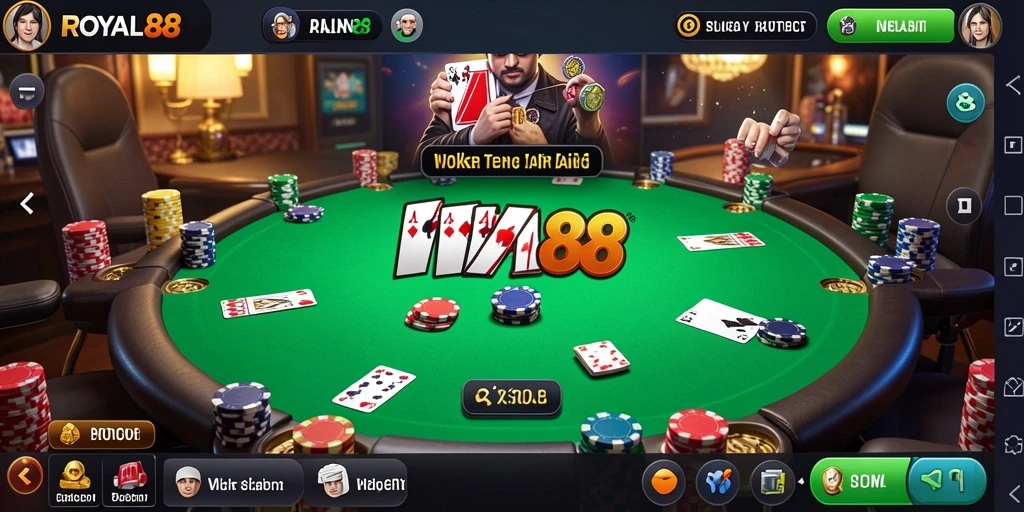 Tampilan gameplay poker yang seru dan menarik di ROYAL88.