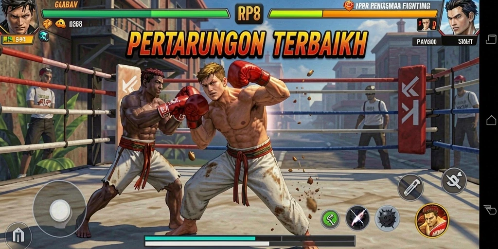 Screenshot RP8 menampilkan aksi pertarungan yang mendebarkan dan karakter beragam.