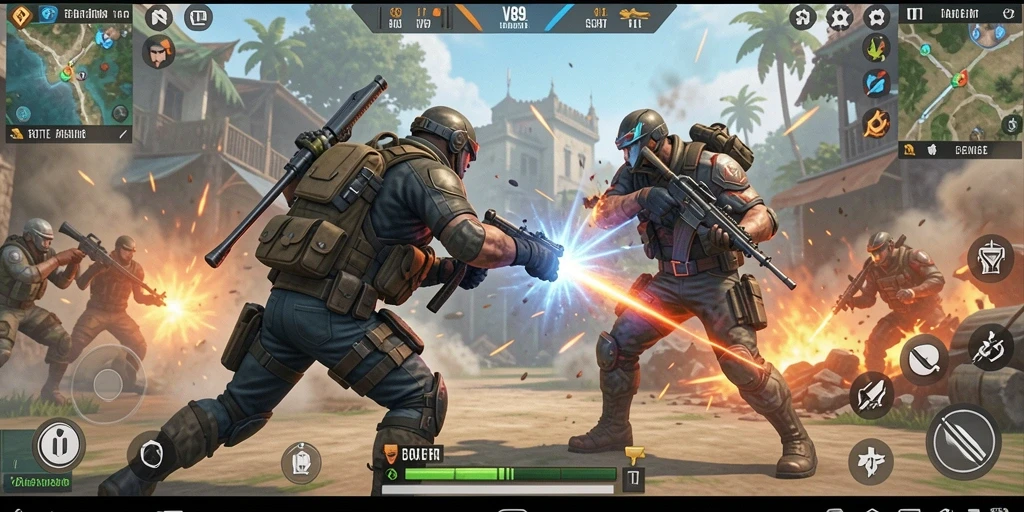 Screenshot V89 menampilkan aksi luar biasa dalam pertarungan Battle Royale.