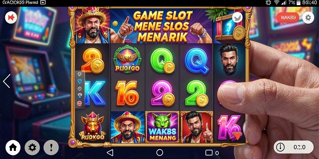 Screenshot gameplay WAK89 yang menunjukkan mesin Slot dengan efek menarik.